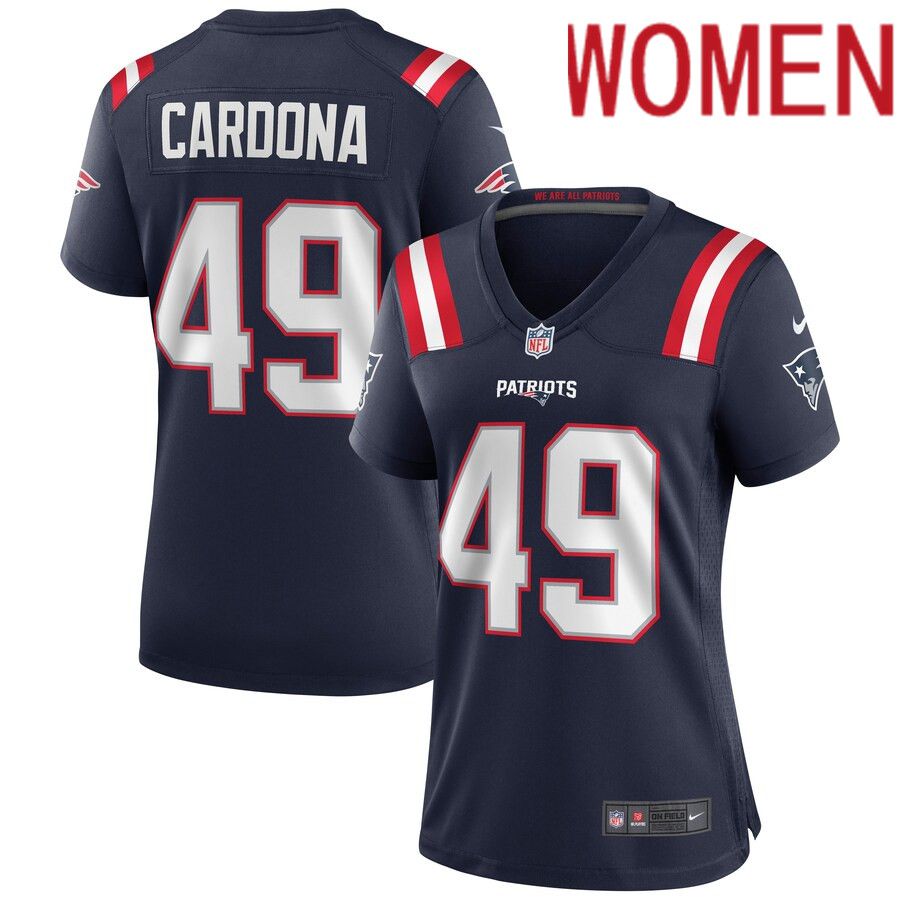 Women New England Patriots #49 Joe Cardona Nike Navy Game NFL Jersey->women nfl jersey->Women Jersey
